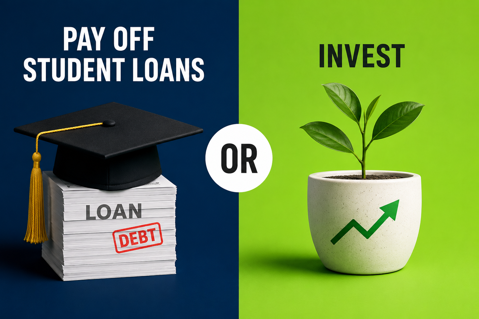 Illustration weighing paying off a Canadian student line of credit against investing, showing the after-tax spread between borrowing cost and portfolio return